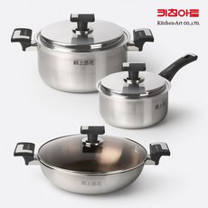 KJP마켓IH 스텐냄비 양수 전골 냄비세트 3종, 금상첨화 냄비 3종 (16양+24양+28곰)