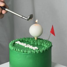 골프공초 케이크 생일초 (캔들+골프채 볼펜+티꽂이+깃발토퍼), 옐로우세트