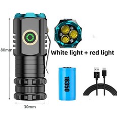 3 F350 LED 미니 손전등 강한 C 타입 충전용 18350 배터리 토치 SST20 2000LM 램프 꼬리 포함 작전 랜턴, 02 blue With Battery, 1개