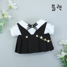 모카돌 20cm솜인형 옷 오버롤 원피스 블라우스 2종세트, 블랙