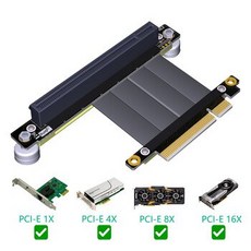 [해외] PCI EXPRESS X8X16 라이저 카드 남성여성 그래픽 카드 라이저 PCIE 3.0 PCIE 16X 리본 확장 케이블 (마그네틱베이스 포함), 상세내용표시