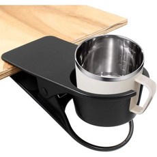 2Pc 음료 컵 홀더 클립 탁상 Adirondack 의자 및 물 소다 커피 머그잔블랙용 포함, Black, 2개