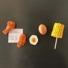 미니어처 치킨 계란 옥수수 음식모형 마그넷 냉장고 자석, 4.계란후라이
