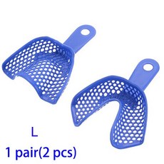 10pcs 치과 인상 트레이 플라스틱 스틸 치아 홀더 치과 악기 치과 재료 치과 도구, L size(1 pair)_1