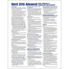 Microsoft Word 2016 고급 빠른 참조 가이드 Windows 버전치트 시트 설명서 팁 및 바로 가기 라미네이트 카드, Microsoft Word 2016 고급 빠른 참조 가