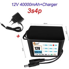 18650 리튬 이온 배터리 팩 BMS 및 충전기 포함 초대용량 3S3P 12V 30000mAh DC12.6V, 01 그레이, 한개옵션1