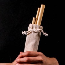 NPE 천연 대나무 빨대 밤부 나무 스트로우 파우치, 1개, 1개