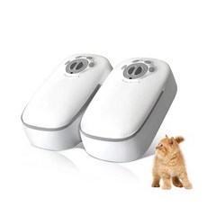 고양이 음수대 물그릇 밥그릇 정수기 급수기 급식기 ROJECO 자동 먹이 애완 동물 스마트 푸드 습식 및 건식 식품 키블 디스펜서 2 끼, 1.WHITE, 없음