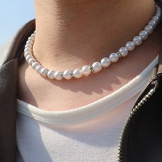 남자 큐빅 진주 목걸이 스트릿 레이어드 borough park