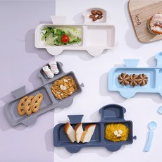 리틀보노 얌얌트레인 메인플레이트 기차모양 유아식기, 1개, 그레이