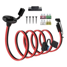 ELFCULB 1.5m(5피트) 10AWG SAE 배터리 커넥터 연장 코드 케이블 5개의 퓨즈 포함 태양열 발전기 배터리 충전기 SAE to O 링과 호환 태양열 액세서리용, 1개