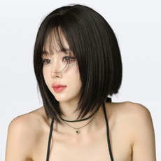 뿌이뿌이가발 테슬컷 일자 생머리 단발머리 패션헤어 전체 칼단발 통가발, 원컬러, 1개 - 칼단발가발