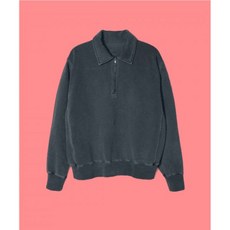 [100%정품] 인더로우 빈티지 DYED 하프 집 맨투맨 스웨트셔츠 스웻셔츠 크루넥 티셔츠 상의셔츠 블라우스 상의 BLEACHED 네이비