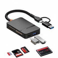 Komitasui 메모리 카드 리더기 USB 3.0 및 USB-C to SD 마이크로 SDXC SD SDHC M2 MS CF 리더 어댑터 4개 동시 읽기 쓰기 1542, Komitasui 메모리 카드 리더기, USB 3.0, 1개