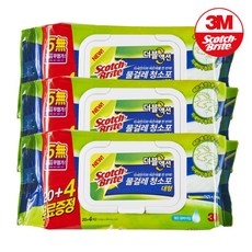 3M 스카치브라이트 물걸레 청소포 더블액션 대형 20+4매, 3개