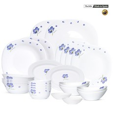 유럽수입 무흡수 바칠레 코즈메아 홈세트 4인 24P 그릇세트 식기세트, 8종, 화이트