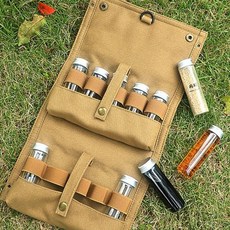 휴대용 페브릭 양념통 파우치 10P 캠핑 조미료 소스통, 블랙