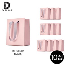 탄탄한 무지 쇼핑백 선물용 종이백 10p, S (12x15x7cm), 핑크