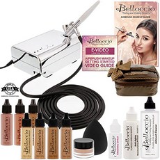 Belloccio Professional Beauty Deluxe Airbrush Cosmetic Makeup System with 4 Tan Shades of Foundatio, 0.5 Ounce, 1개
