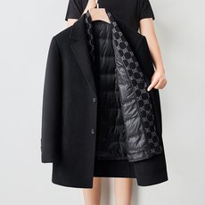 남자 탈부착 구스다운 내피 양면 울 코트 겨울 하프 기장 칼라 코트