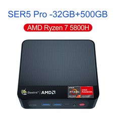 Beelink-Ryzen 7 2023 H SER5 Pro 미니 PC 윈도우즈 11 프로 AMD DDR4 16GB 5800 SSD WiFi6 4K 데스크, 01 AMD Processor_01 미국, 03 5800H 32G500G