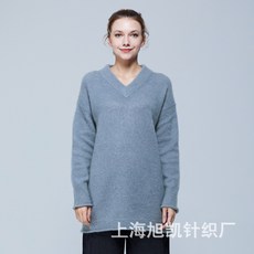 월드커머스 울혼방코트 가을 AC 같은스타일 양털 알파카 브이넥 긴 소매 스웨터 여성의류