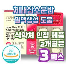 철분+엽산+비타민D+비타민B12, 3개, 60회분