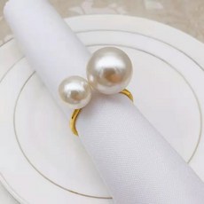 강조된 진주 냅킨 반지 결혼식 서빙링 U자형 냅킨 홀더 다이닝룸 가족 저녁 식사 테이블 장식 6, 6 pc gold, 1개