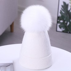 유니크몰 여성 겨울 가을 계절 캐쥬얼 두꺼운 보온 토끼 양털 참되다 폭스털 퍼 방울 비니