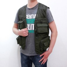 경량 메쉬 레저 조끼 XL 그린 낚시 캠핑 야외 현장 작업 포켓조끼 매쉬조끼 아웃도어 산업현장