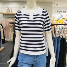 티렌 카라 포인트 스트라이프 니트 L203PWK702