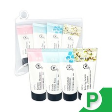 목욕용품 세트 여행용 4가지 구성 여행 용품 목욕 샴푸 린스 바디 워시 클렌저 화장품 파우, 1개