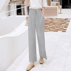 밀레니얼창고 여성 여름 얇은 스트레이트핏 일자 루즈핏 드롭 쉬폰 맥시 긴바지