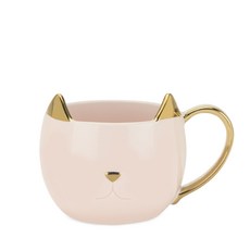 핑키업 클로에 세라믹 캣 머그컵 355ml, Pink + Gold, 1개