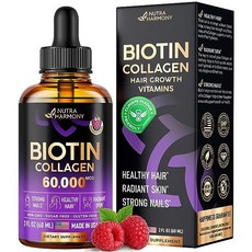 NUTRAHARMONY Liquid Biotin & Collagen - Hair Growth Vitamin Drops for Women & Men - Extra Strength 6