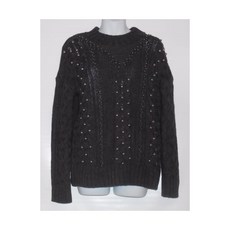 H&M Ladies Beaded Mock Turtleneck Cable Long Sleeve Sweater Black Small (S) NWT