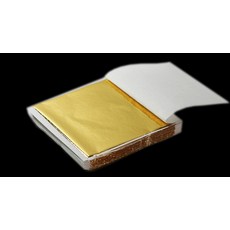 JINGHENG 장식 가방 24k 미술용 금박지 200장 공예용 접착 도금박지 은 로즈골드 종이 백금 레진아트, 8.5x8센티 골드 40매