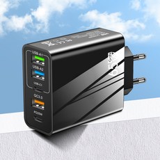미가 초고속충전기 65W 3A type-c PD+3USB 5포트 충전기, 1개, 블랙