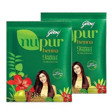 100% 천연 헤나 염색 파우더 가루 400g 2개 Nupur Henna Mehendi Pure for Silky & Shiny Hair