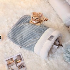 ZEEKR 고양이와 개 반밀폐 반려동물 침낭 고양이 둥지 개집 부드럽고 편안한, 1개, 회색 파란색