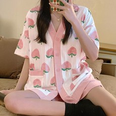 주디앤 여성 프루트 배색 반팔 파자마 상하의 세트