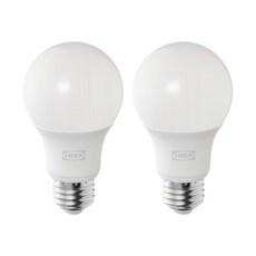 이케아 SOLHETTA 솔헤타 LED 전구 2개입 E26 806 루멘 밝기조절 구형 오팔 화이트, 2개, 전구색