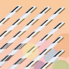 빌리에코 파티용 종이빨대 100개 골드빨대 실버빨대 별빨대, 사선실버(100개), 1개, 100개입