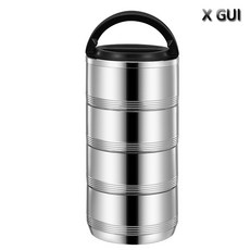  CNTCSM 엑스지 스텐 밀봉 대용량 보온밥통 죽통 직장인 학생 도시락통 2단 3단 4단, 보여진 바와 같이, 3단 × 그레이 × 1개 