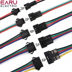 2Pin 3Pin 4Pin 5Pin 6Pin led 커넥터 남성/여성 JST SM 2 3 4 5 플러그 스트립 라이트 램프 드라이버 용 와이어 케이블, 20 Pairs, 2P