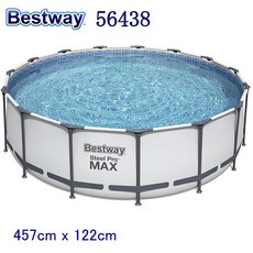 Bestway 56438 15FT 4.57m×122cm STEEL PRO MAX POOL 베스트 웨이 스틸 프로 플레임 457cm 상급 모델 프레임 풀 원형 둥근 사다리 정수 펌프 의 풀 세트[내일 락 즐거운 비닐 풀