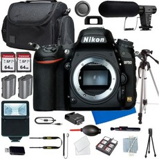 니콘 D750 DSLR 카메라 본체샷건 마이크사진 소프트웨어 패키지 케이스128GIG 메모리슬레이브 플래시삼각형13PC 번들 - 니콘750