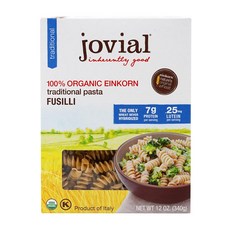 조비알푸드 JovialFoods 100% 유기농 아인콘 트래디셔널 파스타 푸실리 340g, 1개