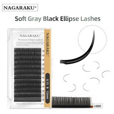 NAGARAKU 납작한 타원 속눈썹 스플릿 팁 매트 그레이 블랙 컬러 부드럽고 자연 속눈썹 납작한 모양 속눈, 01 B_02 0.20mm_07 14mm
