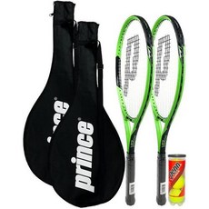 PRINCE POWER BEAST TI 성인 테니스 라켓에는 스트랩과 3개의 펜 테니스 공이 포함된 보호 커버, 단색